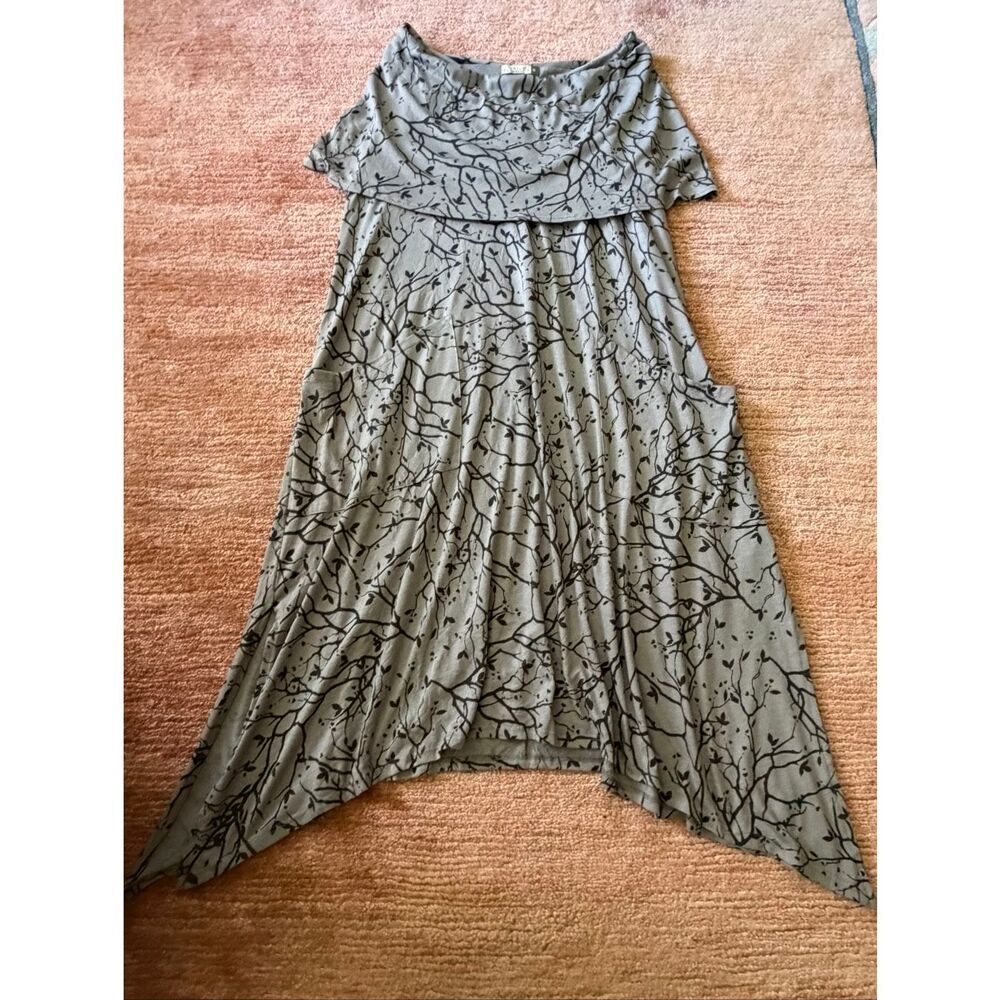 Chalet Off Shoulder Knit Dress Size S Gray Abstract Print Made in USA